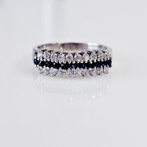 Sterling Sapphire and Diamonelle Ring